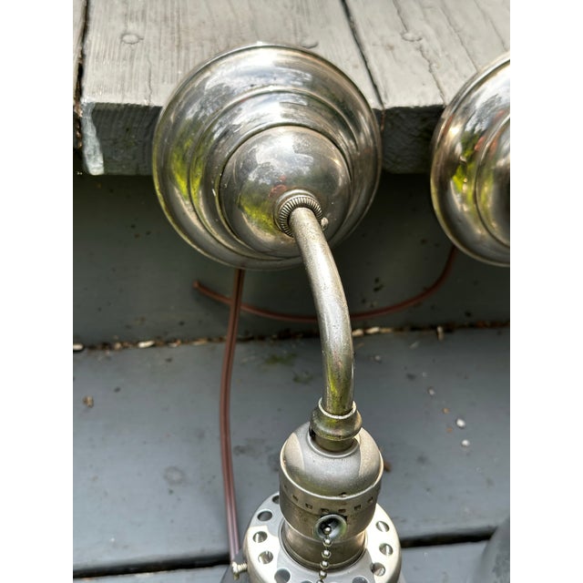 Set of Three Bradley & Hubbard Nickel Sconces With Vintage Shades For Sale In New York - Image 6 of 8