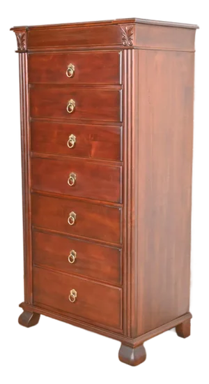 Ethan Allen British Colonial Carved Maple Highboy Dresser