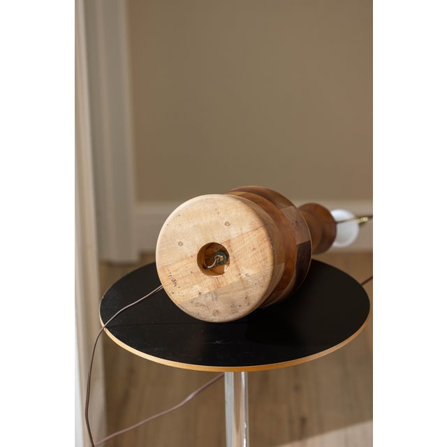 Vintage 1970s Segmented Wood Table Lamps in Walnut, Cherry, and Maple - A Pair For Sale - Image 9 of 14