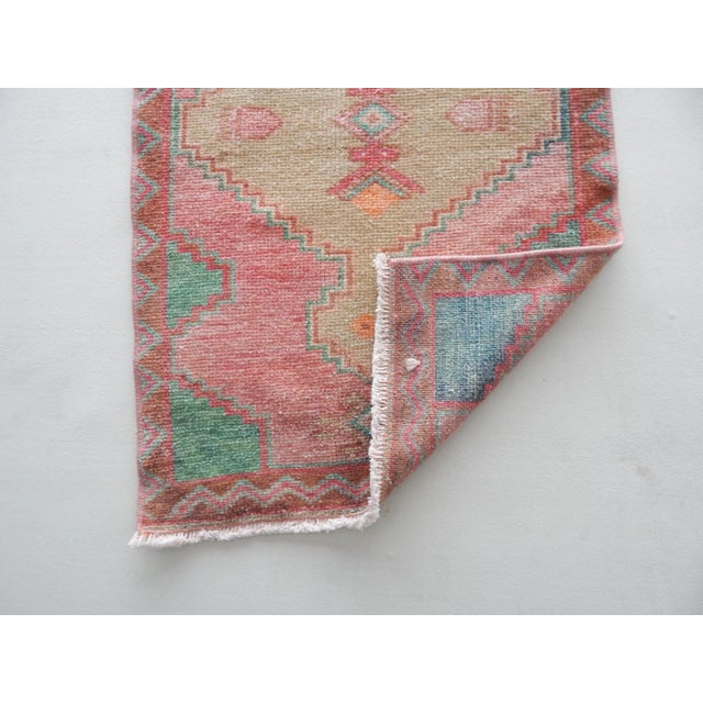 Textile Vintage Small Oushak Turkish Rug 1'10" X 3'3" For Sale - Image 7 of 8