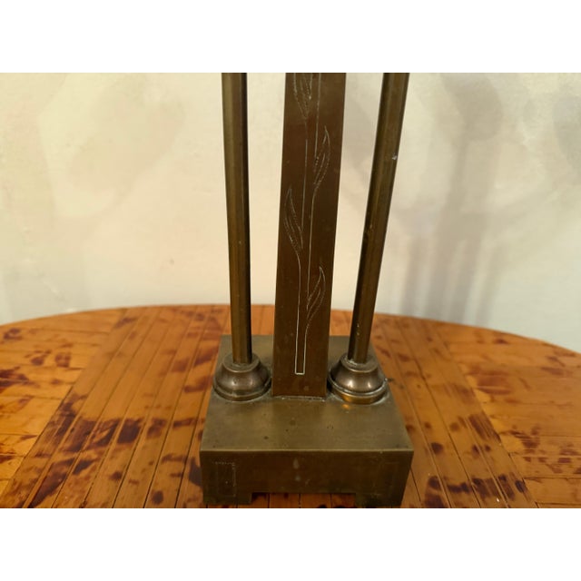 Dutch Amsterdam School Arts and Crafts 1910 Pair of Brass Candleholders For Sale In New York - Image 6 of 15