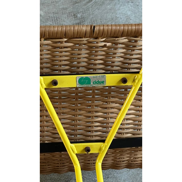 Rattan and Yellow Iron Stool from Cidue, Italy, 1970s For Sale - Image 4 of 5