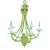 Vintage Custom Painted Pale Green Carved Palm Tree Faux Bamboo Iron 6 Light Regency Chandelier For Sale