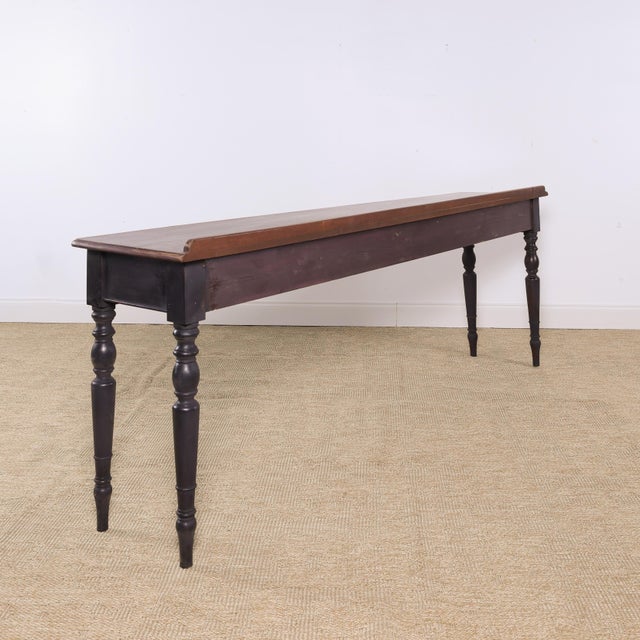 Late 19th Century Antique 92" Mahogany Serving Console Table With Ebonized Turned Legs, Circa 1880 For Sale - Image 5 of 5