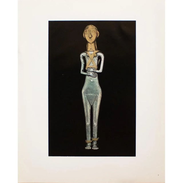 Celadon Silver Statuette of Nude Goddess, Original 1940s Gold-Foiled Swiss Photogravure For Sale - Image 8 of 10