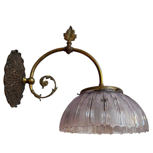 Late 19th Century Rare Late 1800’s Antique Electrified Original Gas Wall Sconce With Leaf and Vines For Sale - Image 5 of 7