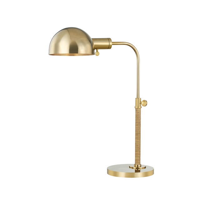 2020s Mark D. Sikes 1 Light Devon Table Lamp, Aged Brass, Natural Shade For Sale - Image 5 of 5