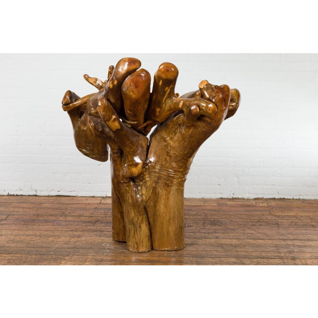 Vintage Camphor Wood Root Chair with Natural Varnish Lacquer For Sale - Image 11 of 12