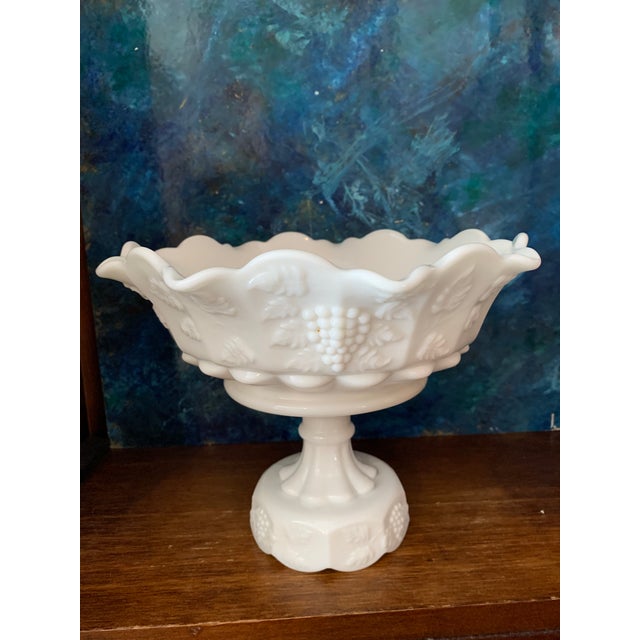 Mid 20th Century Mid 20th Century Paneled Grape Skirted and Footed Compote Dish by Westmoreland Glass For Sale - Image 5 of 7