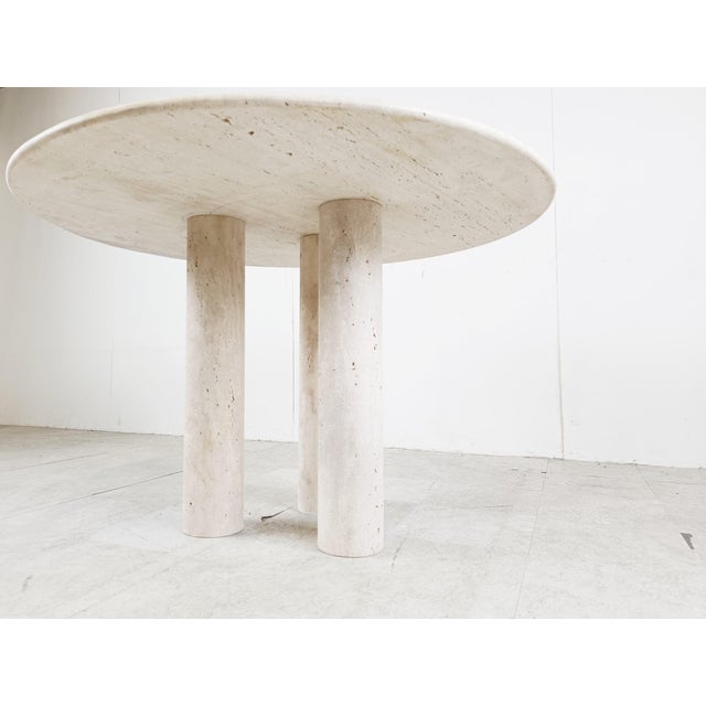 Italian Round Travertine Dining Table, 1970s For Sale - Image 10 of 10