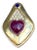 18k Mid Century European Heart Cut Cabochon Ruby and Diamond Enhancer Pendant For Sale