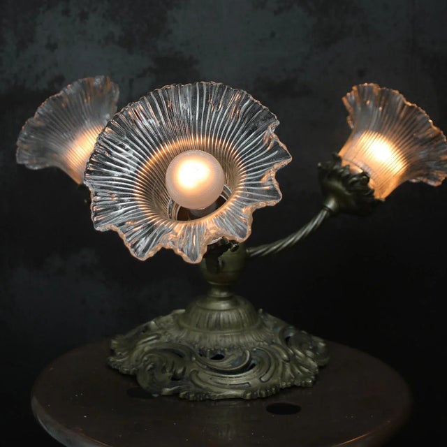 1930s French Brass and Glass Flush Mount from Holophane For Sale - Image 5 of 8