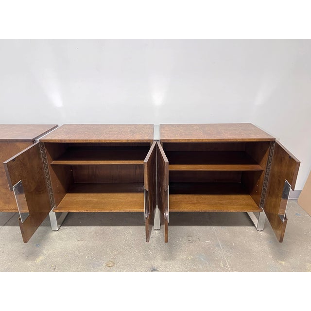 8.5 Foot Burlwood Credenza by Leon Rosen for Pace Circa 1970s For Sale - Image 10 of 12