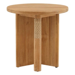 Palmera Teak & Rope Outdoor Side Table For Sale