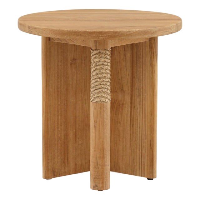 Palmera Teak & Rope Outdoor Side Table For Sale