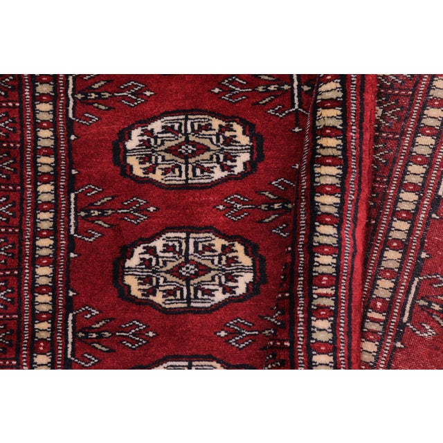Tribal Bokhara Red/Beige Hand Knotted Wool Rug Runner For Sale In New York - Image 6 of 9