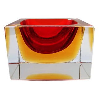 Vintage Square Ashtray in Murano Glass by Flavio Poli for Seguso, 1960s For Sale