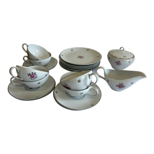 Mid 20th Century Fukagawa Arita Japan Pink Rose Porcelain Tea - Set of 20