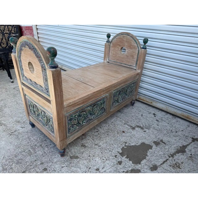 Vintage Hand Painted Dowery Chest/Bench For Sale - Image 4 of 6