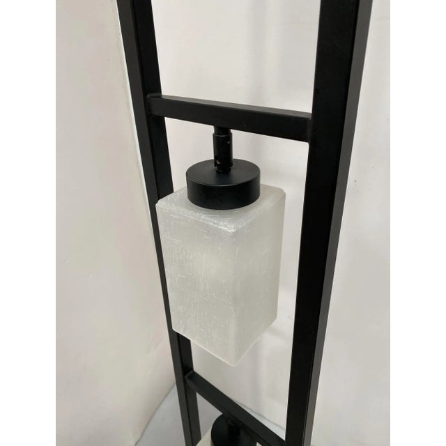 Modern 1990s Asian Inspired Modernist Floor Lamp With Chrome Base For Sale - Image 3 of 6