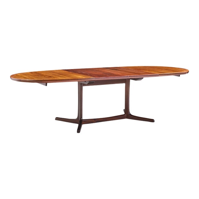 Dyrlund Style Mid Century Danish Rosewood Expanding Dining Table With 2 Leaves For Sale