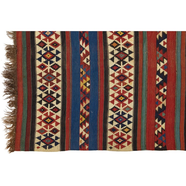 Textile Geometric Designed Vintage Turkish Kilim Wool Rug For Sale - Image 7 of 9