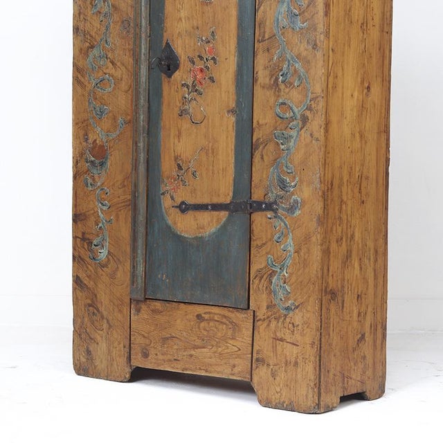 Primitive Rustic Farmhouse Folk Art Painted Bridal Cabinet For Sale - Image 6 of 14