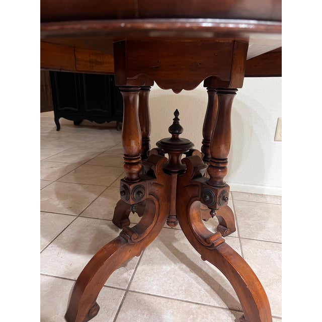 Mid 20th Century Victorian Round Pedestal Table – Solid Wood With Ornate Carvings For Sale - Image 11 of 12