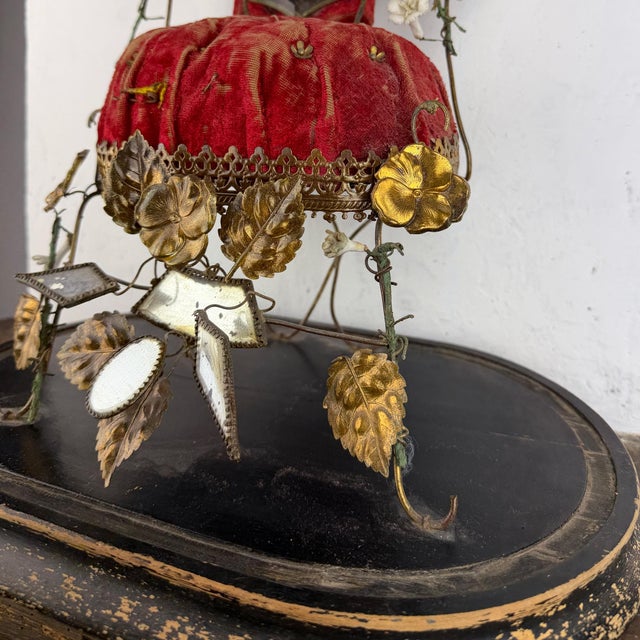 Black Antique French Napoleon III Ormolu Marriage Globe with Red Velvet Cushion Display, 1890s For Sale - Image 8 of 13