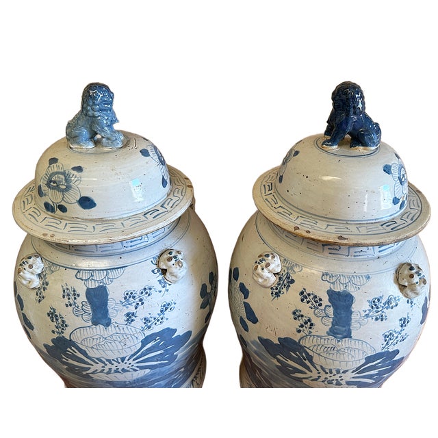 Contemporary Chinoiserie Botanical Temple Jars - a Pair For Sale - Image 9 of 9
