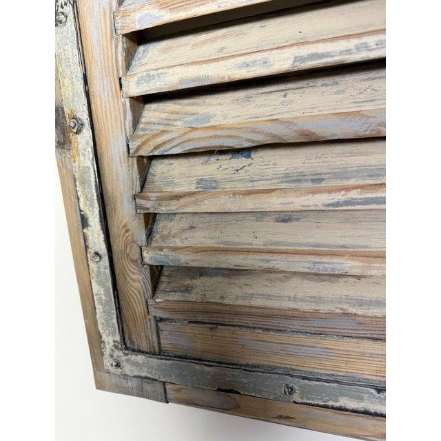 19th Century Antique French Provincial Distressed Wood Shutters, Pair For Sale - Image 4 of 8