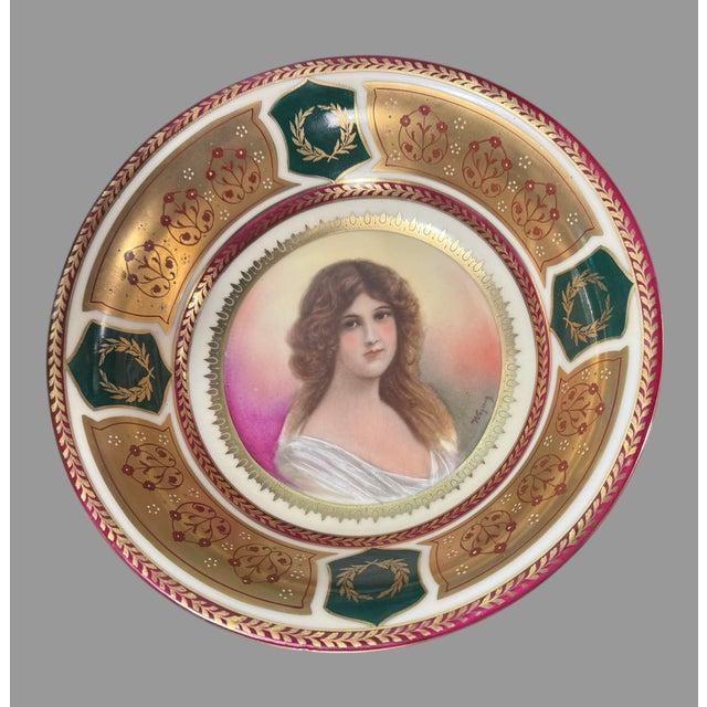 Antique Artist Signed Wagner Hand Painted Gilt Decorated Porcelain Portrait Bowl For Sale - Image 4 of 6