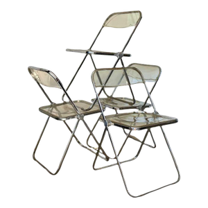 1960s Plia Folding Chairs, by Giancarlo Piretti for Anonima Castilli, Set of Four (4)