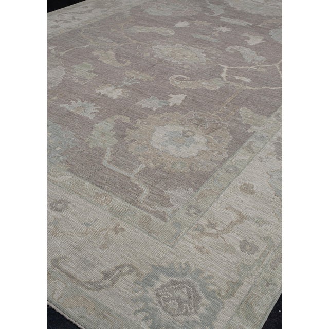 Turkish Oushak Rug Gray & Green Handwoven Wool Rug 8'9" x 12'1" This exquisite handmade Turkish Oushak rug showcases a...