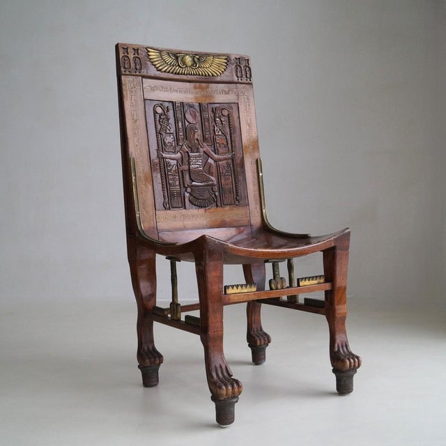 Vintage Egyptian Revival Chair in the style of Tutankhamun's Tomb Chair, 1955 For Sale - Image 12 of 12