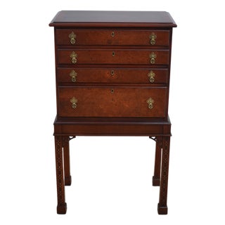 Hickory Chair Burl Wood Banded Silver Chest For Sale