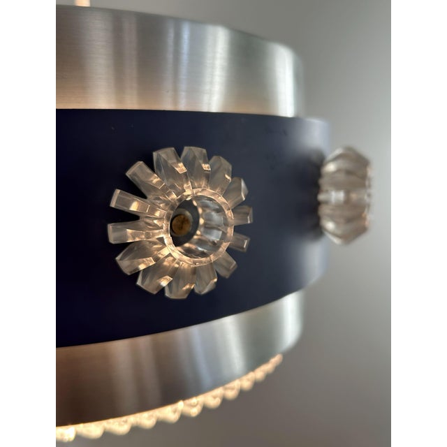 Drum Pendant Lamp with Glass Rosettes, 1960s For Sale - Image 6 of 12