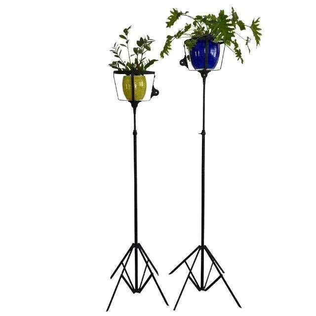 Two spectacular industrial wrought iron plant stands on fully adjustable tripods. These unique plant stands offer endless...