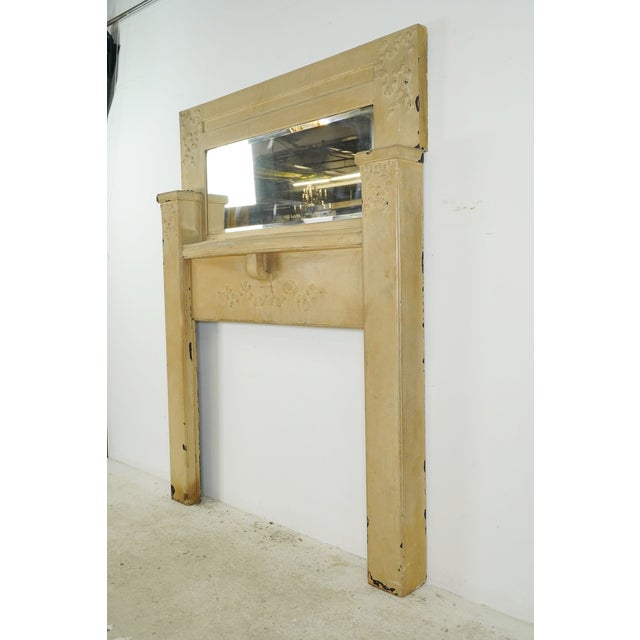 Victorian Antique Victorian Beveled Mirror Wood Mantel For Sale - Image 3 of 16