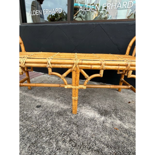 Vintage Chinese Chippendale Style Bamboo Bench For Sale In West Palm - Image 6 of 7