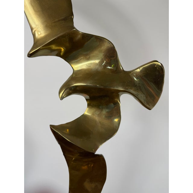Hattakitkosol Somchai Mid Century Brass Sculpture Bird in Flight by Hattakitkosol Somchai For Sale - Image 4 of 5