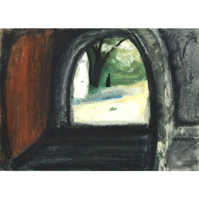 Landscape - Original Mixed Media on Cardboard by Sun Jingyuan - 1970 1970 For Sale