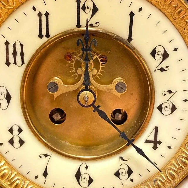 Large French 19 Century Carved Marble Mantel Clock For Sale In New York - Image 6 of 13