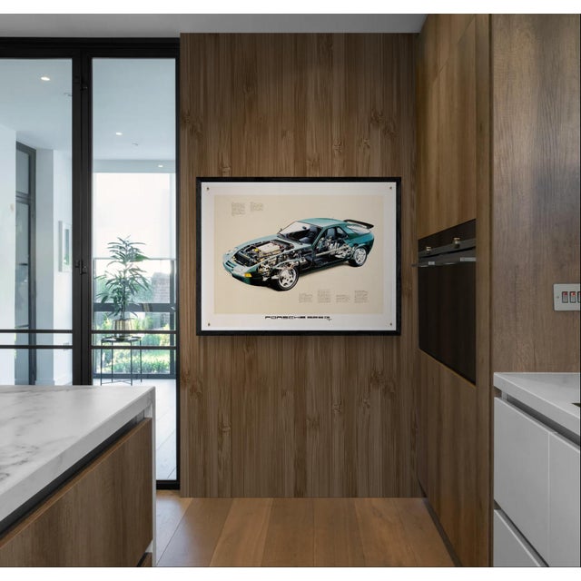 The piece this original 1990 cutaway poster showcases the engineering and design of the porsche 928 gt. Printed in...