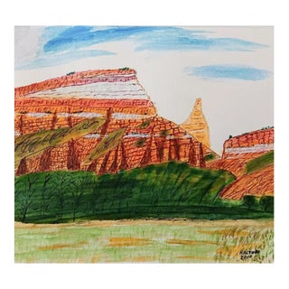 Small Abstract Mountain Landscape Painting For Sale