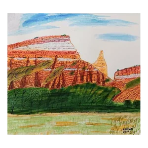 Small Abstract Mountain Landscape Painting