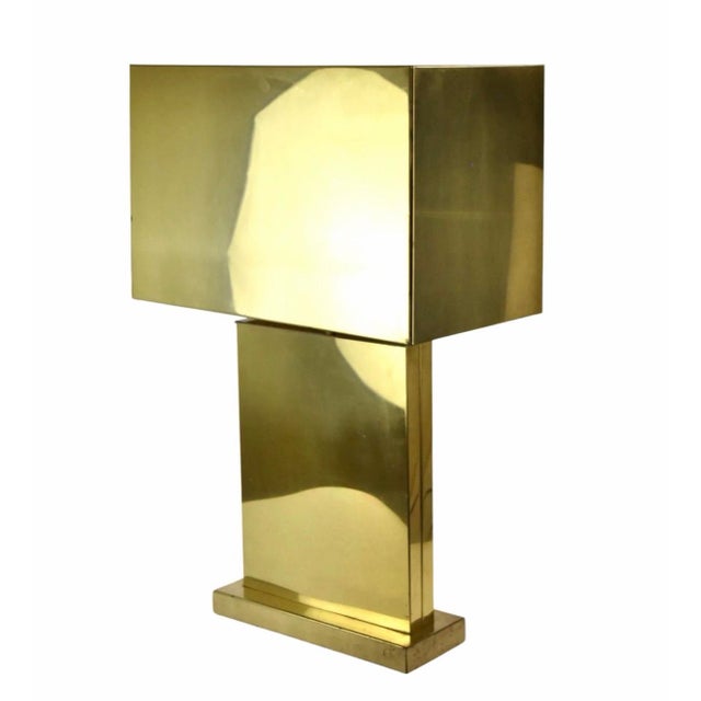 Monumental brass table lamp by Curtis Jere, or C. Jere. Entirely made of brass, this lamp epitomes the style and...