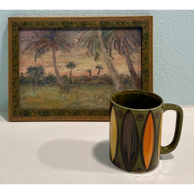 1930s Small Old 1930s Florida Sunset Painting With Palm Trees For Sale - Image 5 of 7