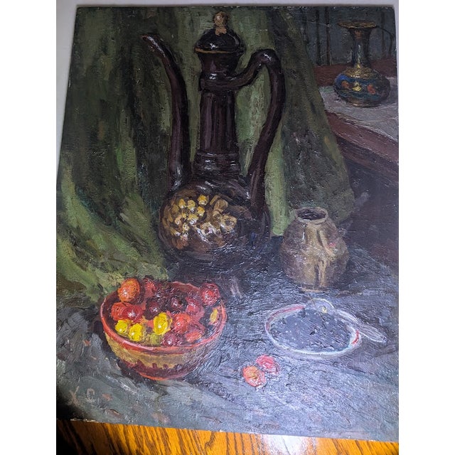 This authentic and richly textured mid-century oil painting is by artist S.A. Hutorsky (Semen Abramovich Hutorsky, b. 1926...