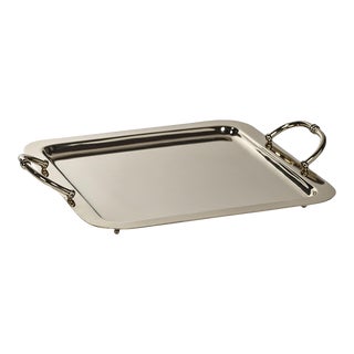 Manetta Polished Steel and Brass Tray, Medium, Gold For Sale